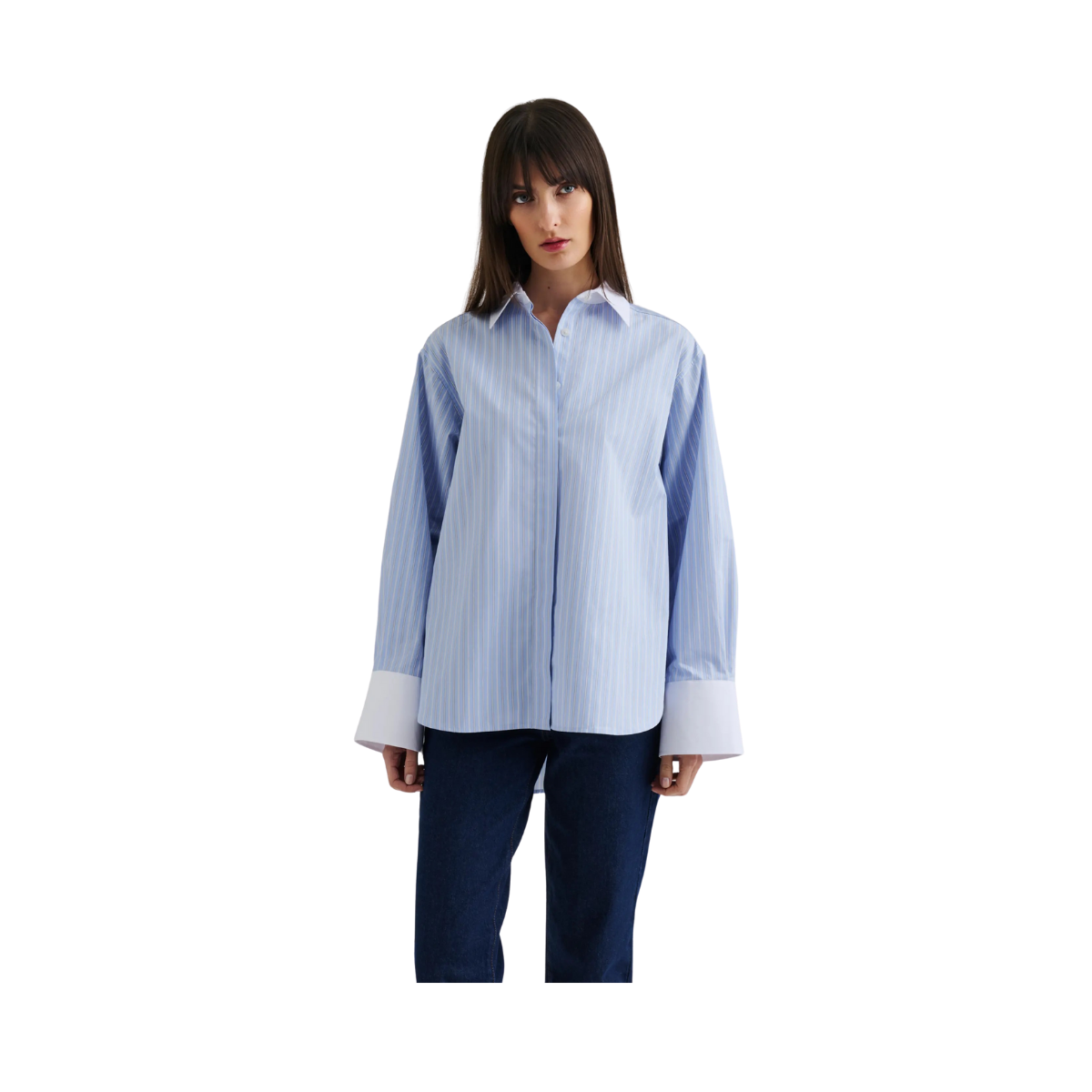 Classic Poplin Shirt - Light Blue Stripe