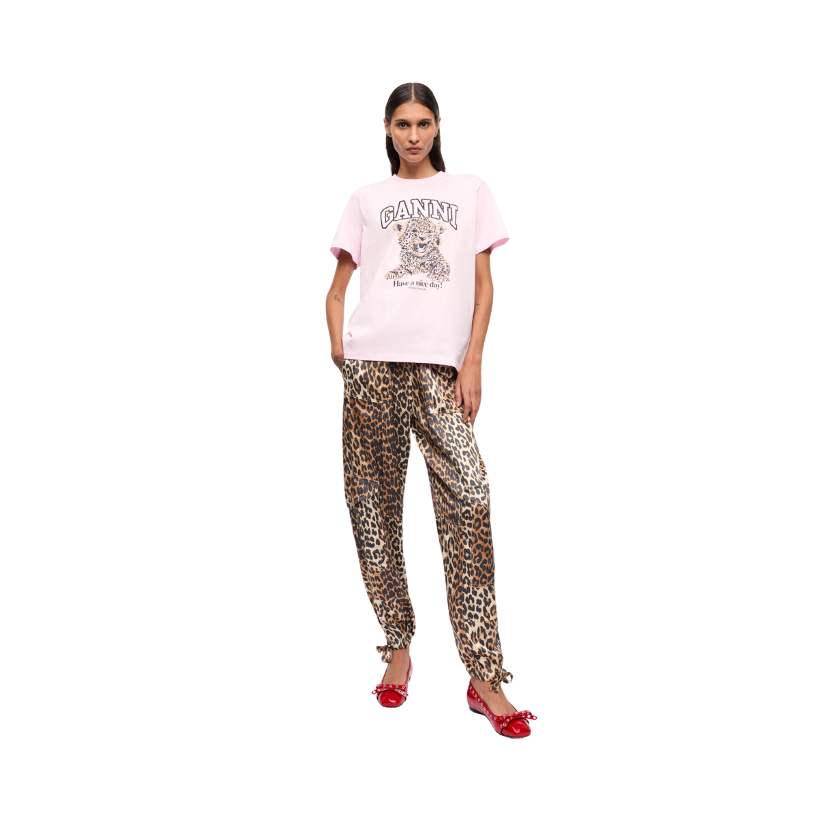 Basic Jersey Leopard Relaxed T-shirt - Chalk Pink