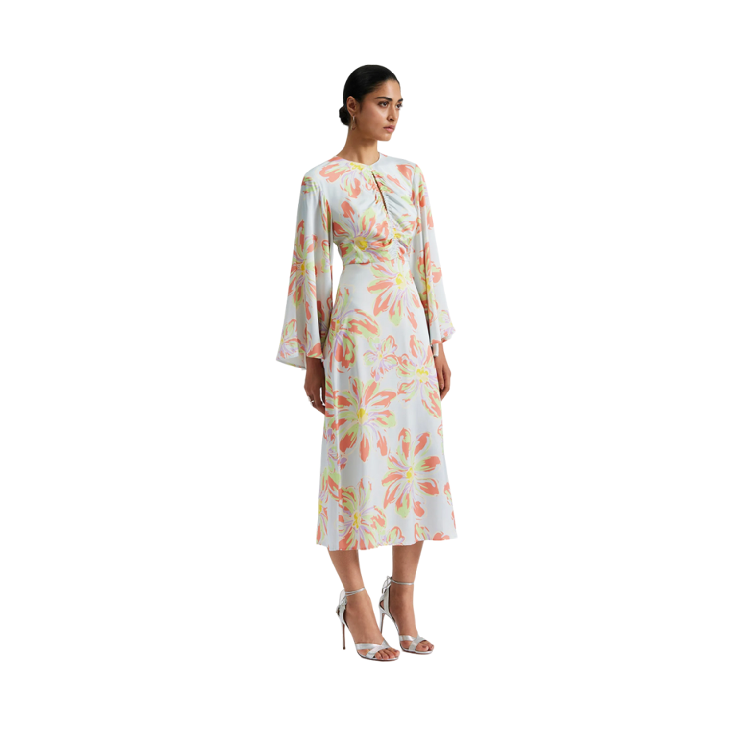 Isadora Wide Sleeve Midi Dress - Blue