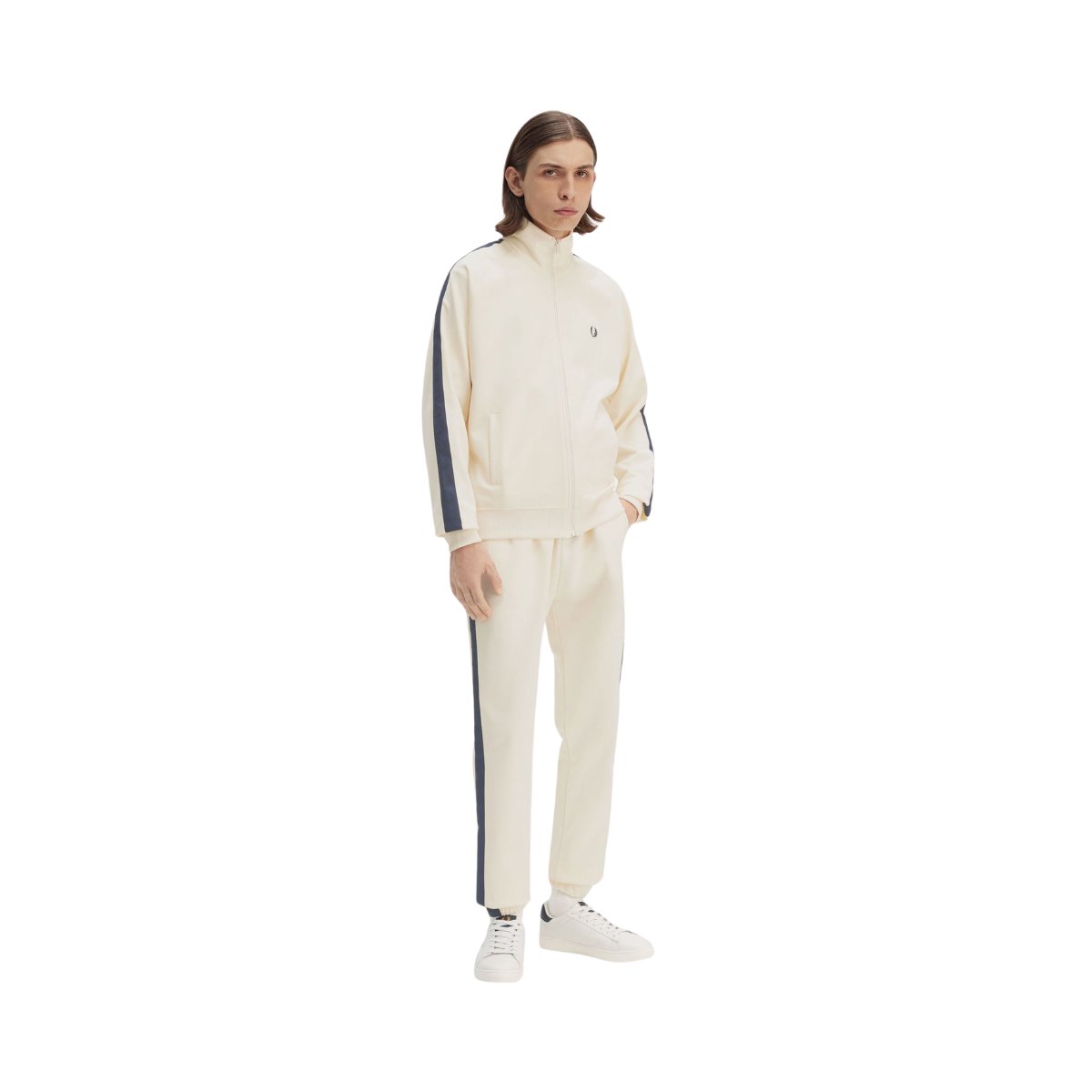CONTRAST TAPE TRACK PANT - Ecru/Tennis Blue