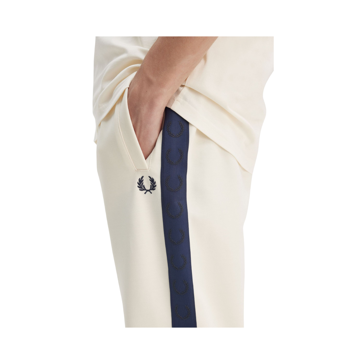 CONTRAST TAPE TRACK PANT - Ecru/Tennis Blue