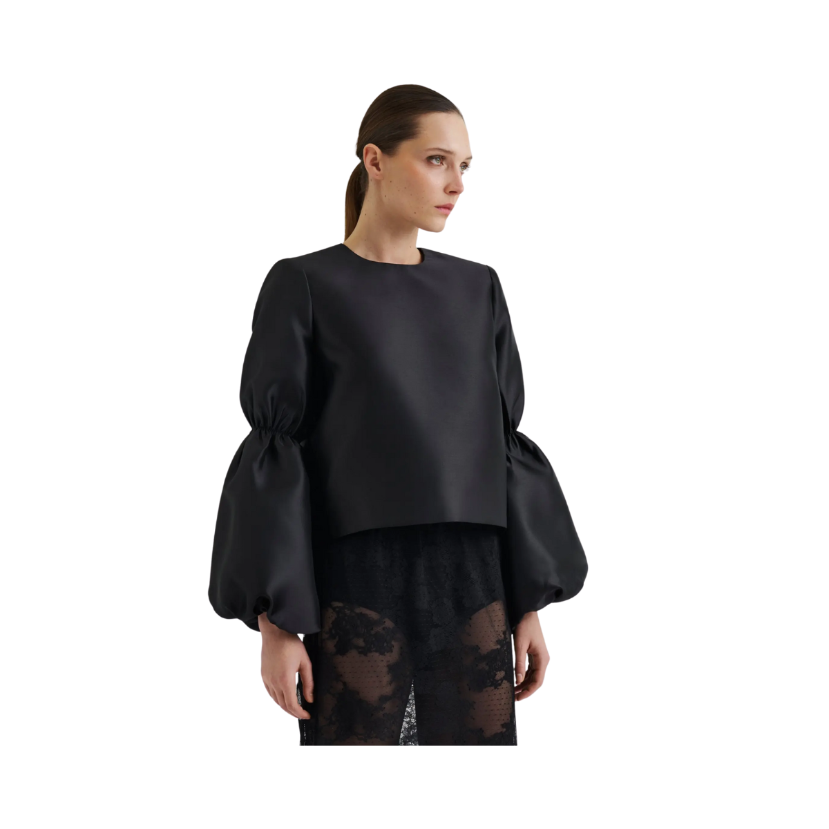 Cia Double Pouf Sleeve Blouse - Black