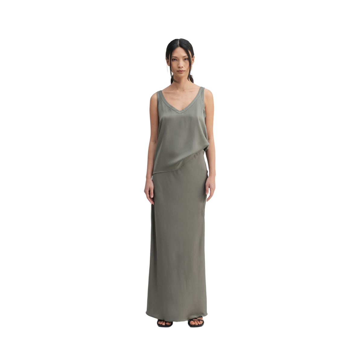 Shin silk tank - Light military