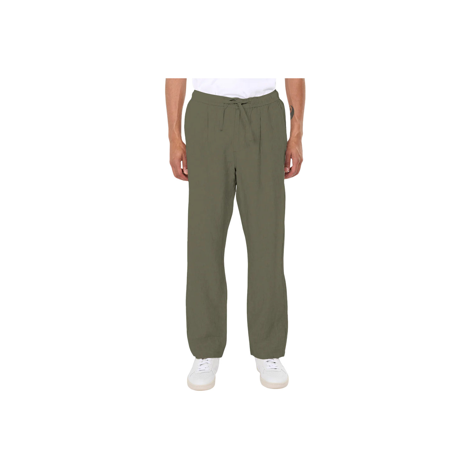 Loose linen pants - Burned Olive