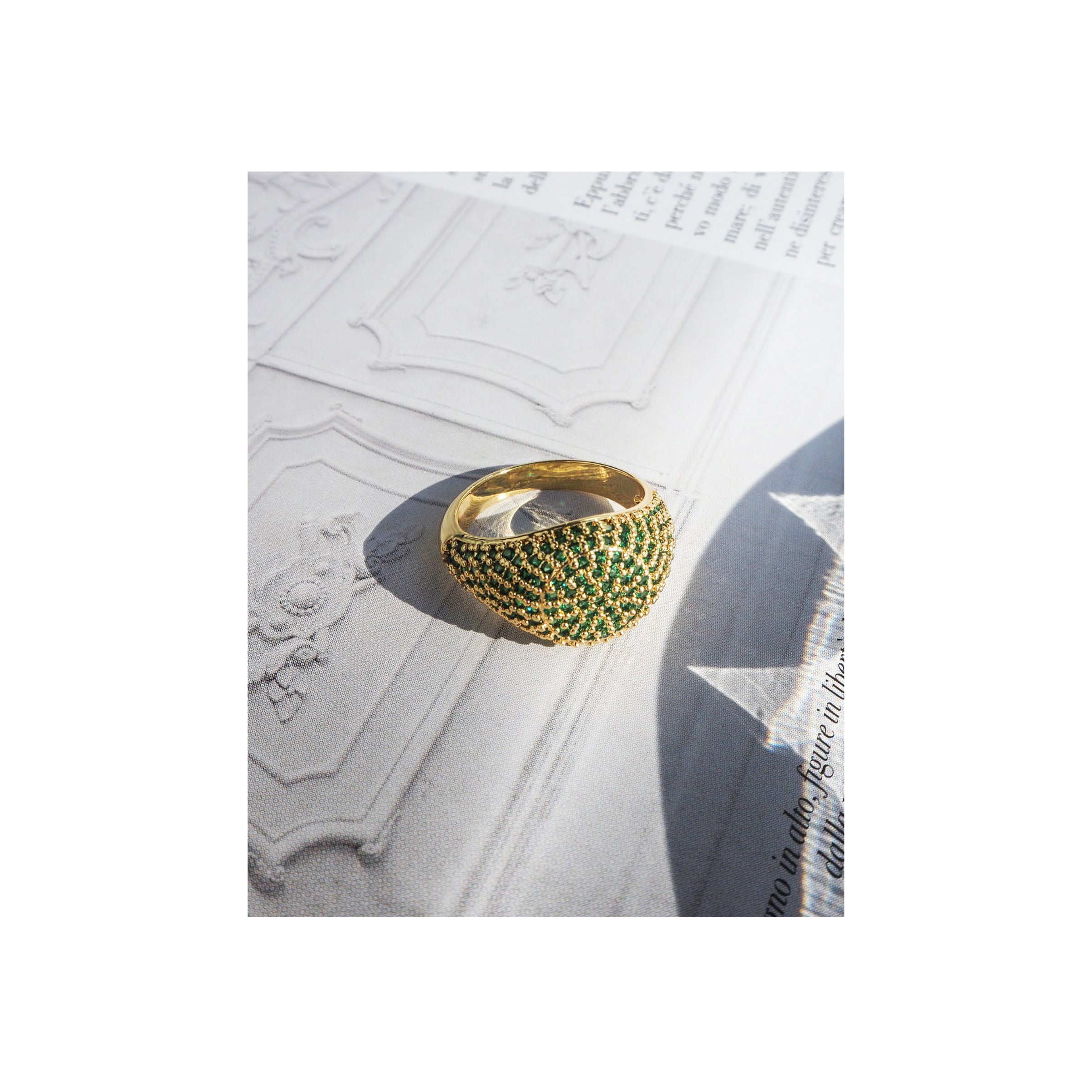 Pave Signet Ring - Green