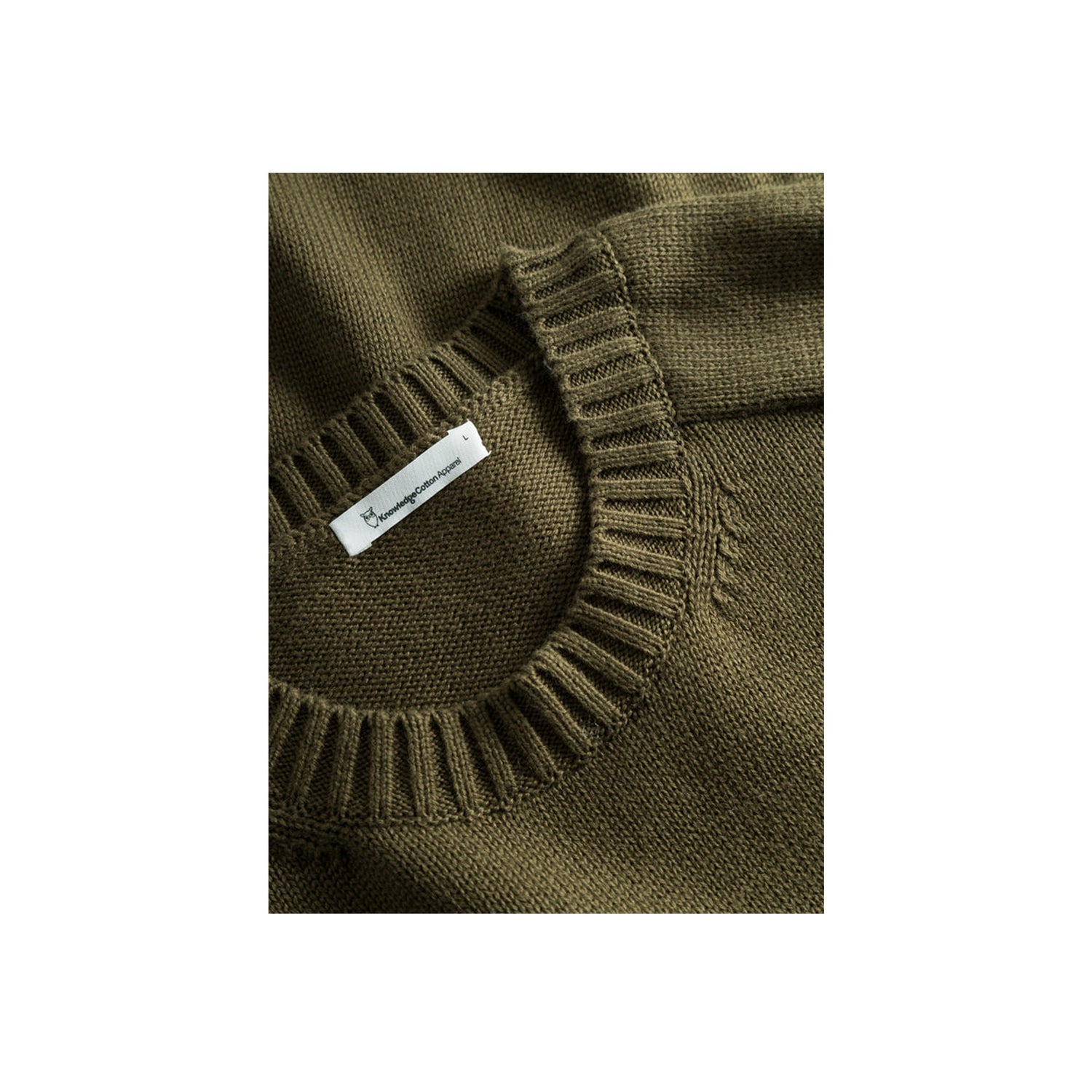 Plain Knitted Crewneck - Dark Olive