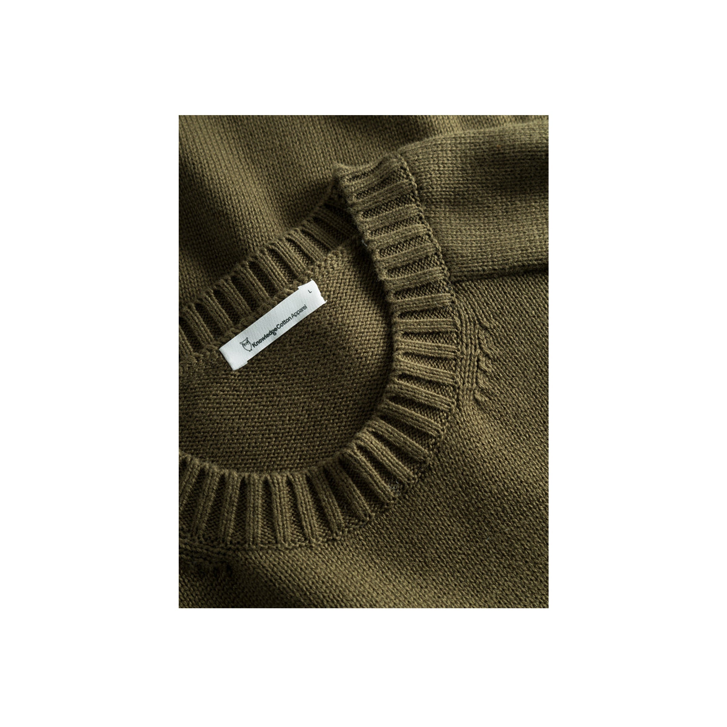 Plain Knitted Crewneck - Dark Olive