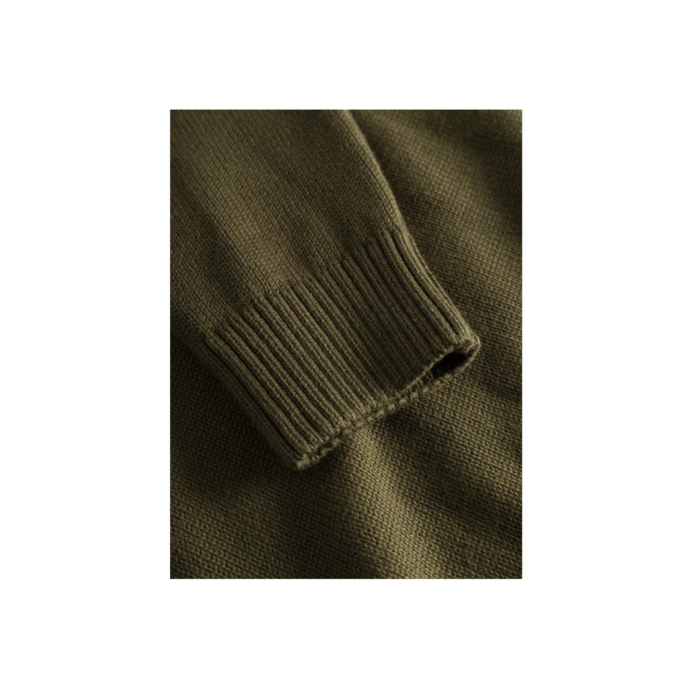 Plain Knitted Crewneck - Dark Olive