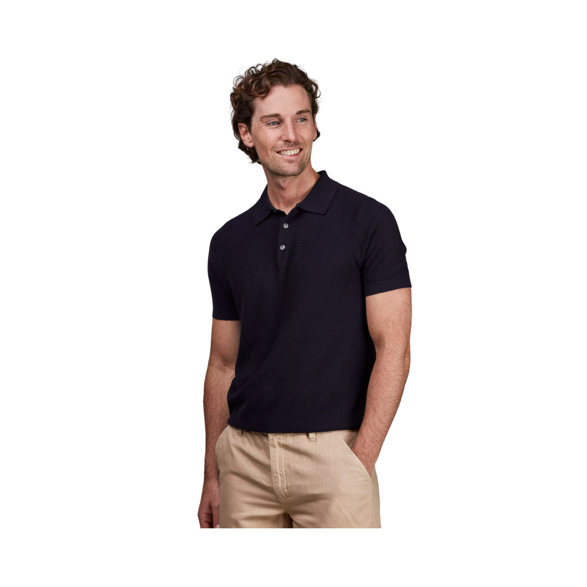 POLO COLLAR KNIT SH. SL - NAVY