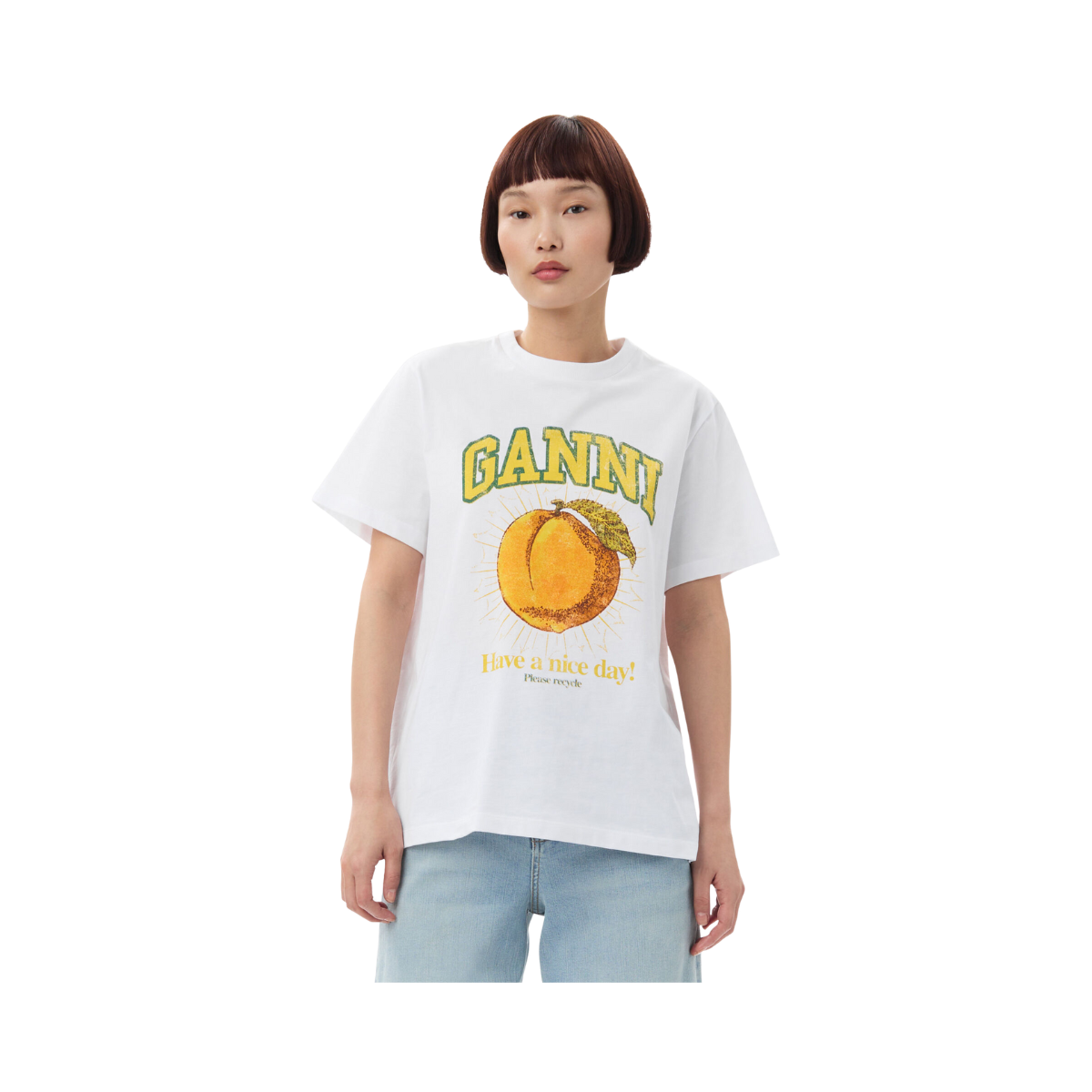 Basic Jersey Peach Relaxed T-shirt - White