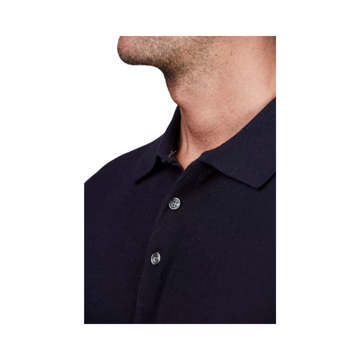 POLO COLLAR KNIT SH. SL - NAVY