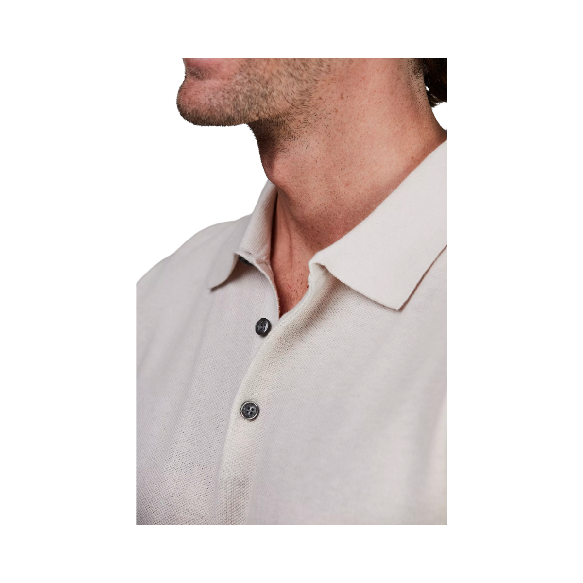 POLO COLLAR KNIT SH. SL - OFF WHITE