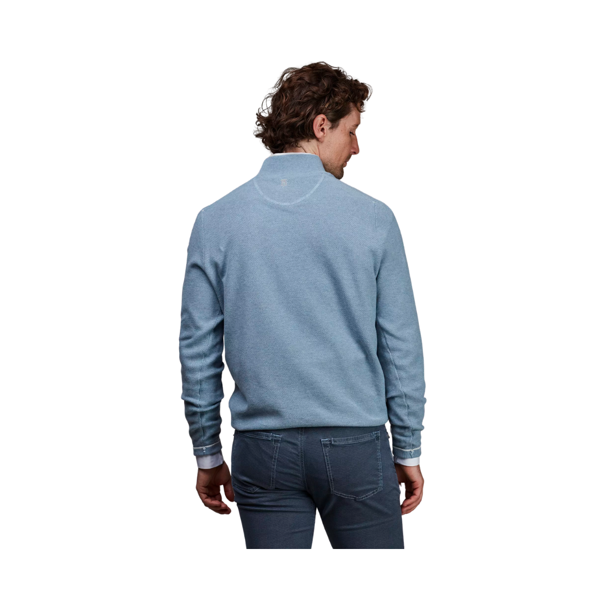 HALF ZIP STRUCTURE KNIT - BLUE