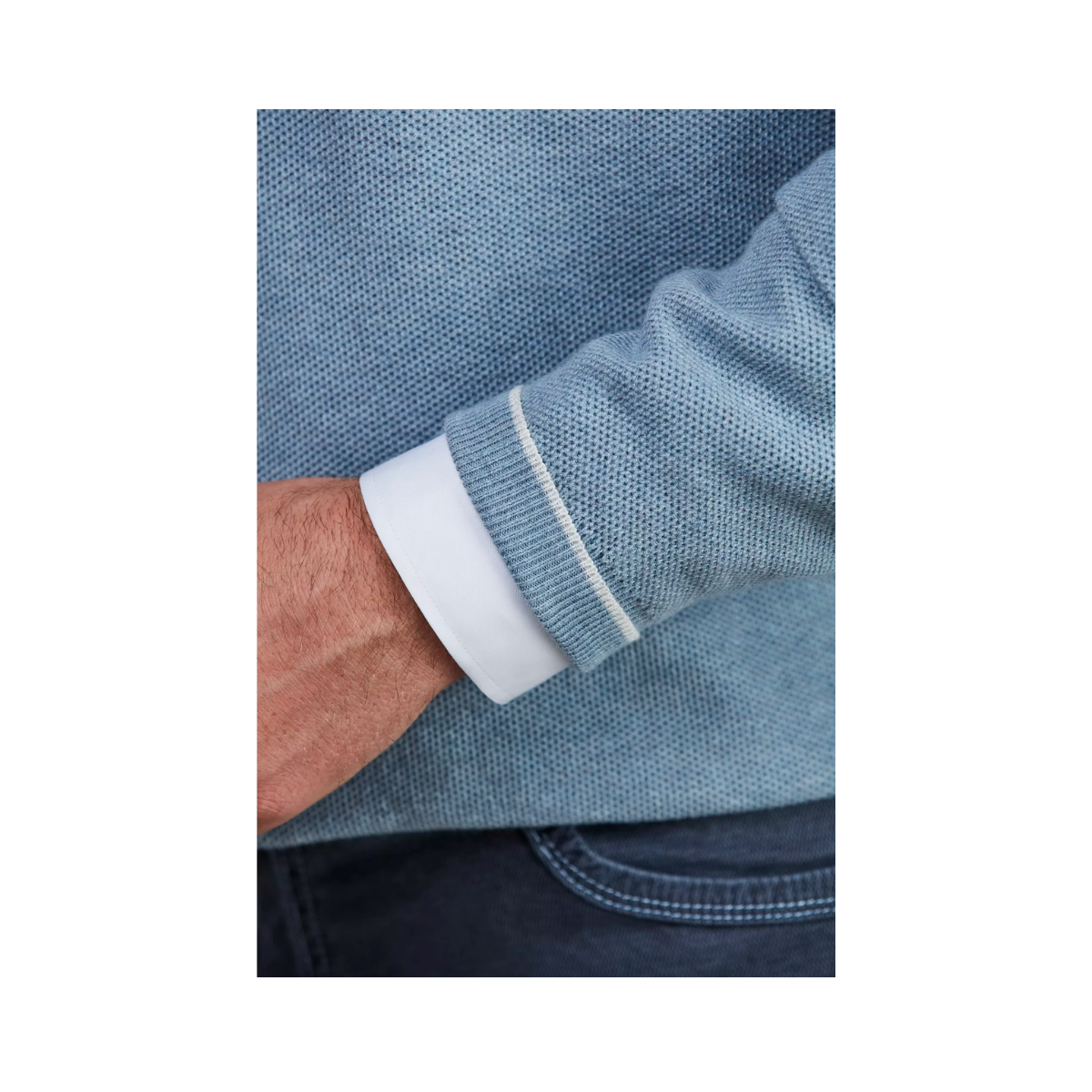 HALF ZIP STRUCTURE KNIT - BLUE