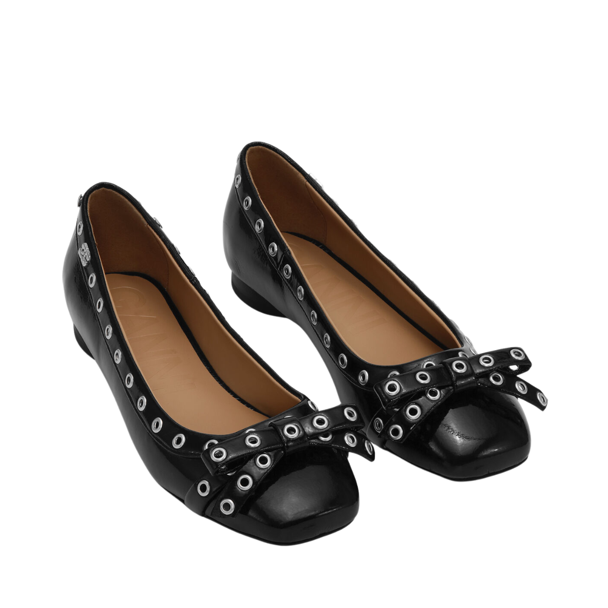 Eyelets Bow Ballerina Naplack - Black