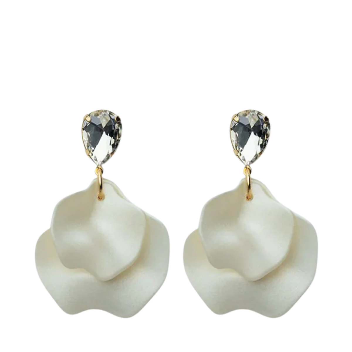 Leaf Earrings - CZ White