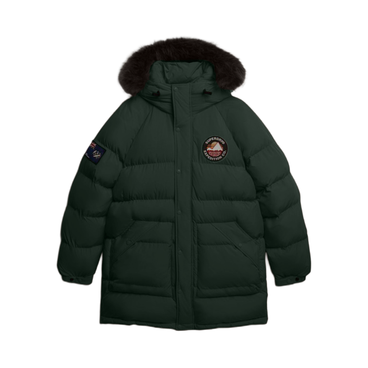 Everest Longline Baffled Parka - Deep Forest Green