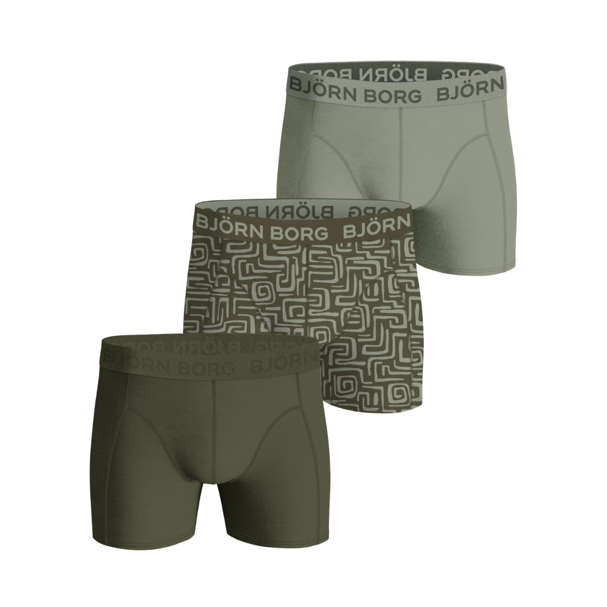 Cotton Stretch Boxer 3P - Dark Green Mix