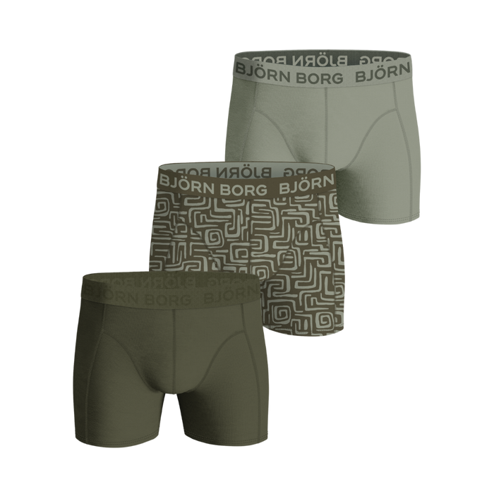 Cotton Stretch Boxer 3P - Dark Green Mix