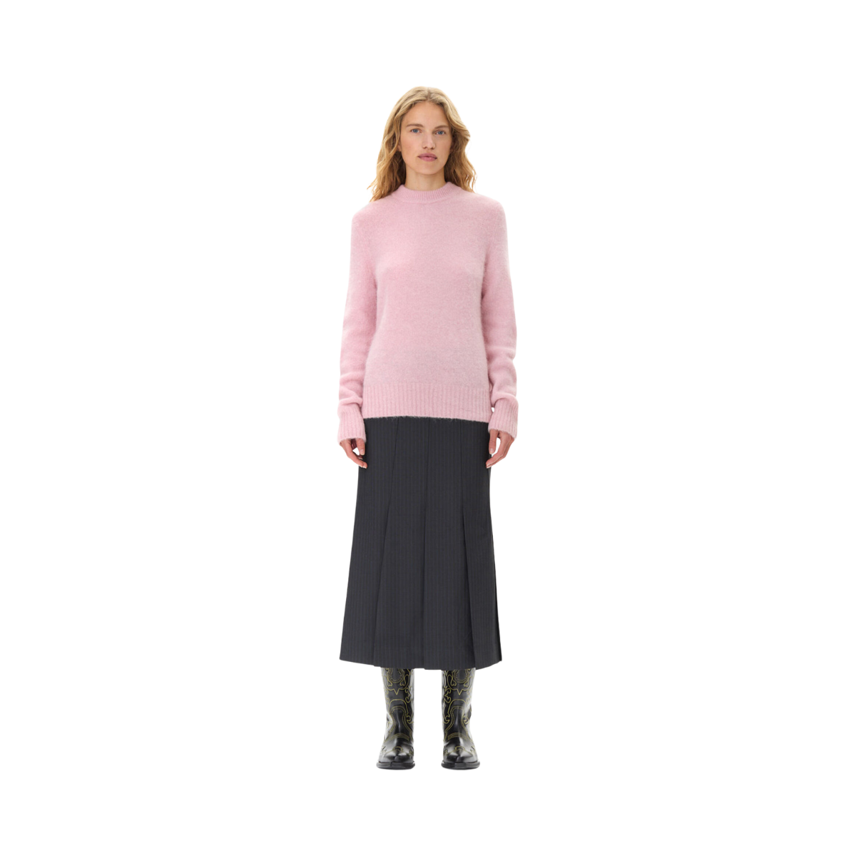 Brushed Alpaca O-neck - Pink