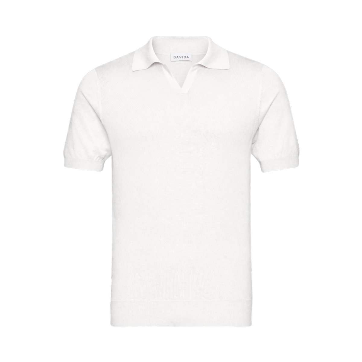 Man Fine Knit Open Collar T-shirt - White