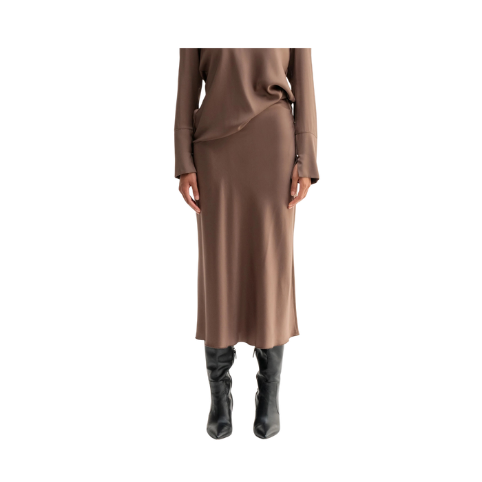 Hana Satin Skirt - Light Brown