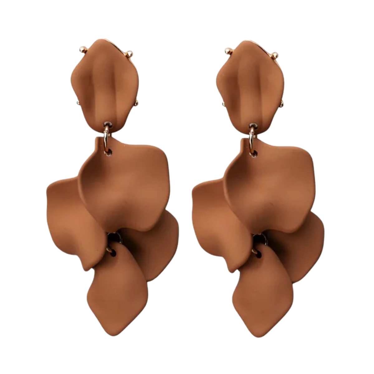 Leaf Earrings Mat - Matt light Camel