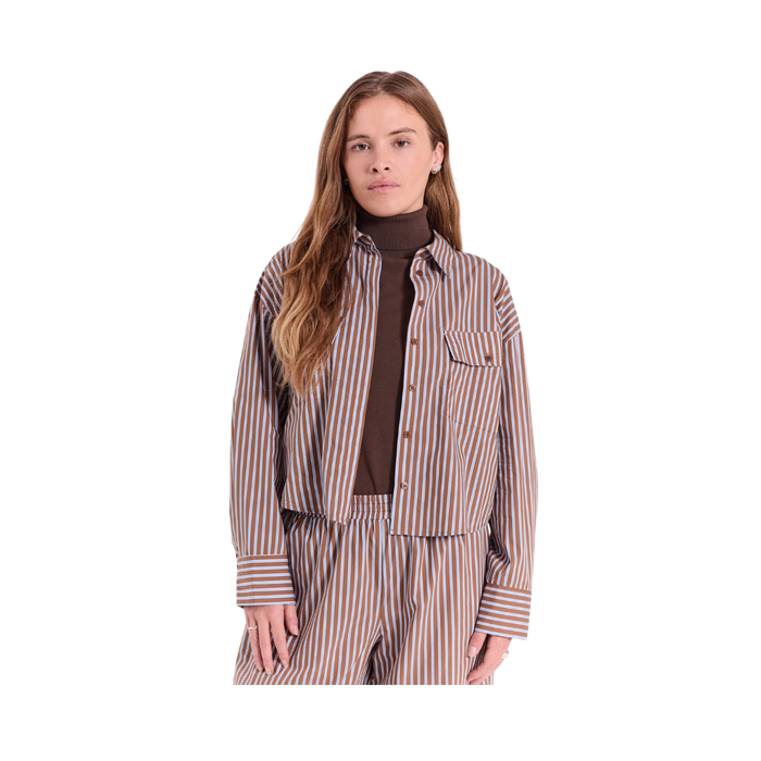 Evine Shirt - Light Brown Stripe
