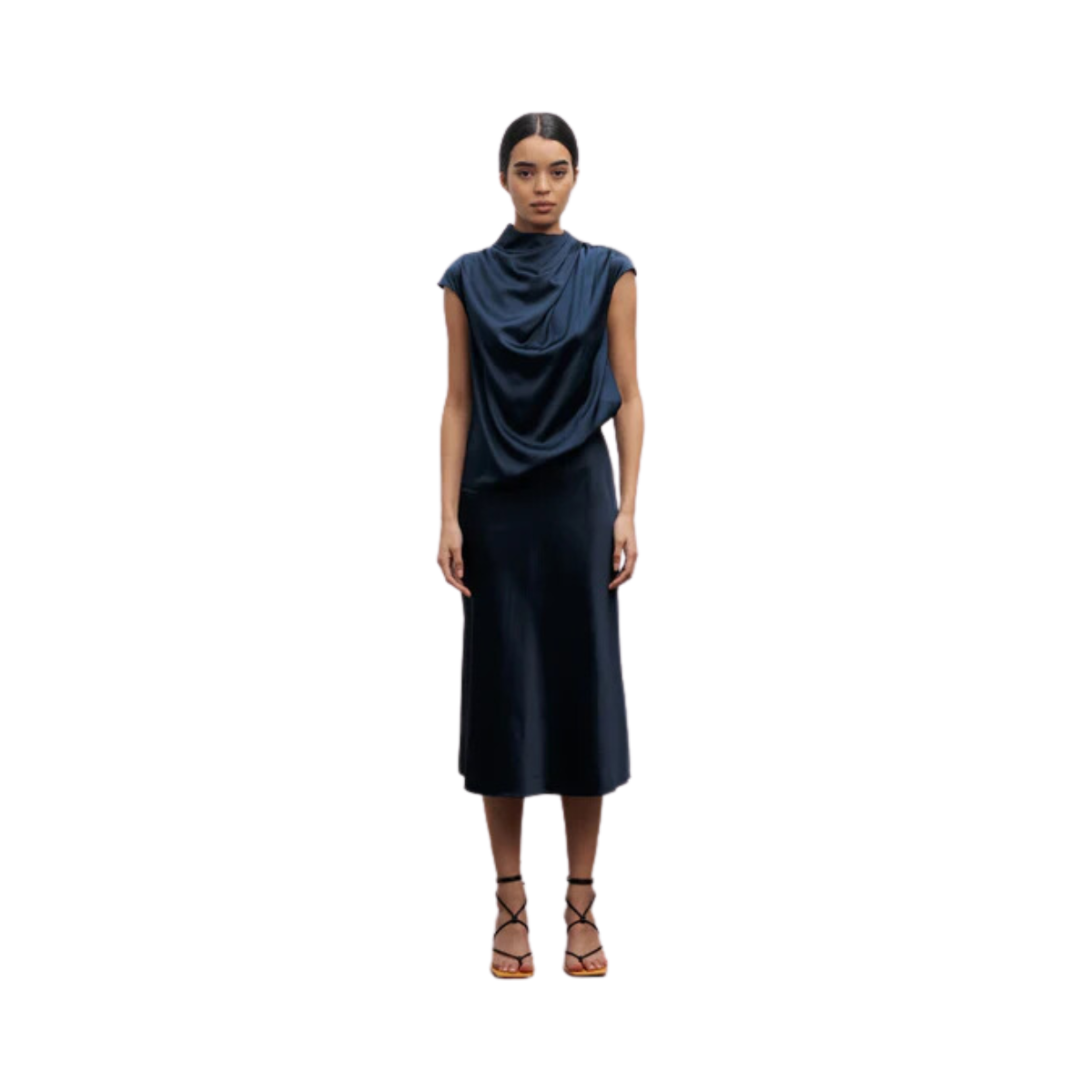 Hana Satin Skirt - Midnight Blue