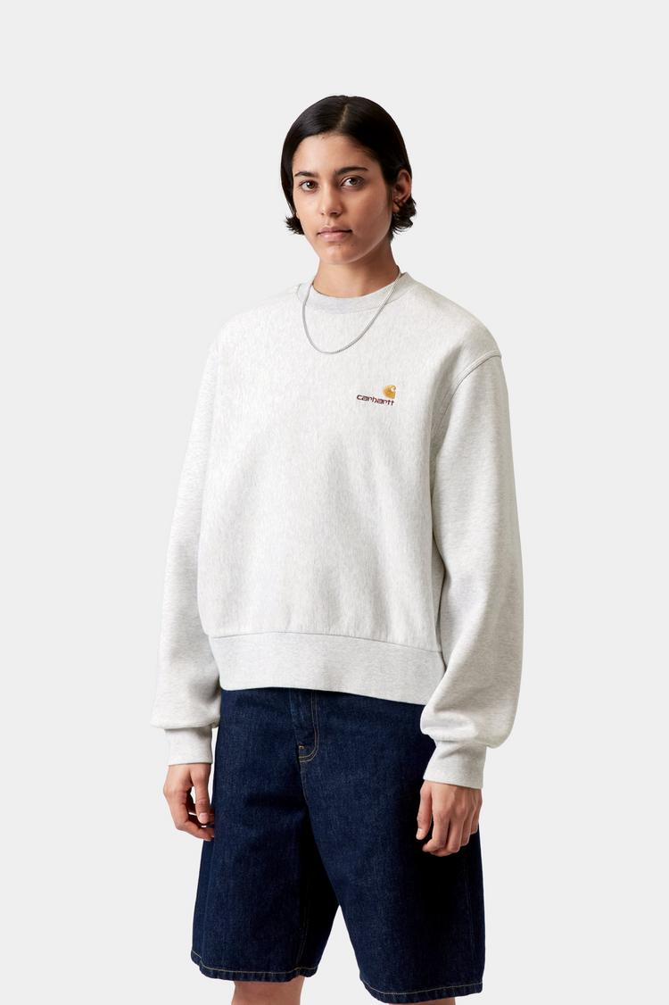 W' American Script Sweat - Ash Heather